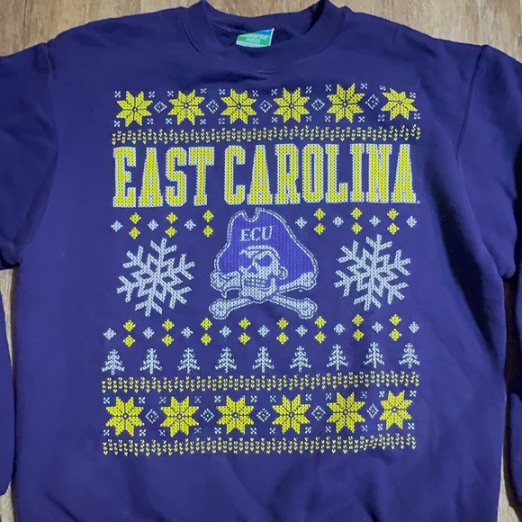 Champion Eco Fleece purple East Carolina cross stitch crew neck sweatshirt M - Picture 2 of 9